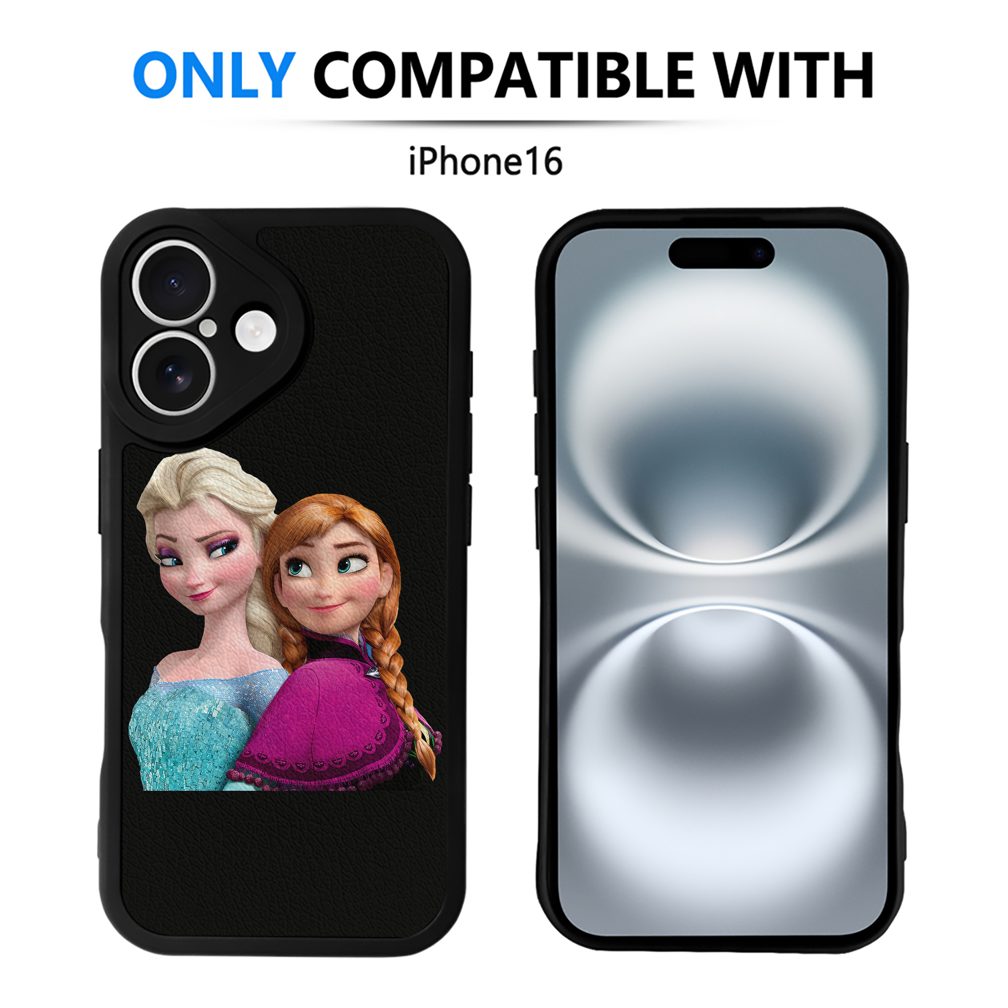 （画像用） アナと雪の女王 アンナ エルサ Frozen Anna Elsa 【iPhone 16シリーズ対応】シリコンスマホケース（レザー調） 材質：シリコン